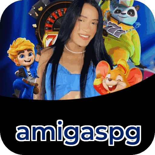 Plataforma amigaspg mostrando interface moderna, jogos certificados e recursos de segurança licenciados